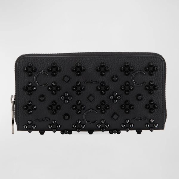 

luxury designer wallet cl european american wallet rivet handheld bag red bottom zipper bag luxury mens wallet fashion womens card holder wi, Red;black
