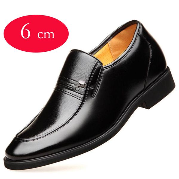 

dress shoes increased 6 cm men formal shoes hidden heel men's wedding oxfords heighten tall male dress leather footwear 230824, Black