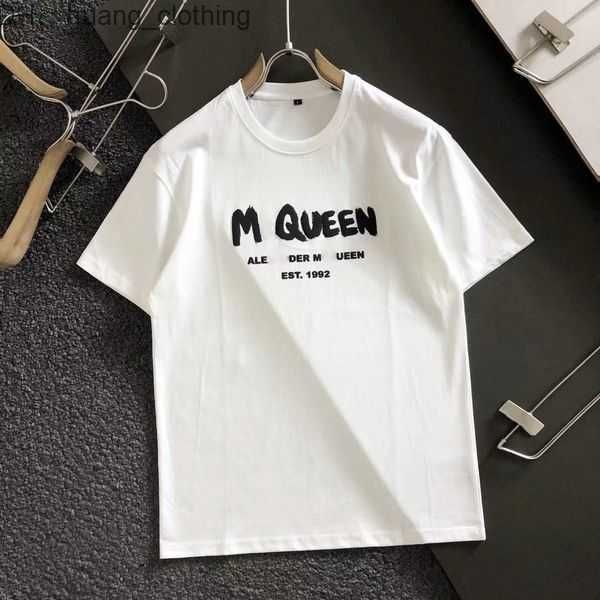 

mcqueen shirt mens t shirts letter print fashion designer summer white and black short sleeve size s-5xl 1 u2kl, White;black