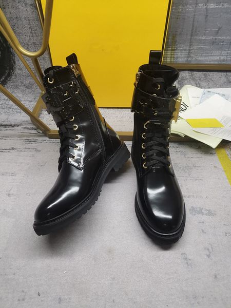 

designer platform boot patent boots women real leather non-slip mid chunky heel fashion genuine booties 0822, Black