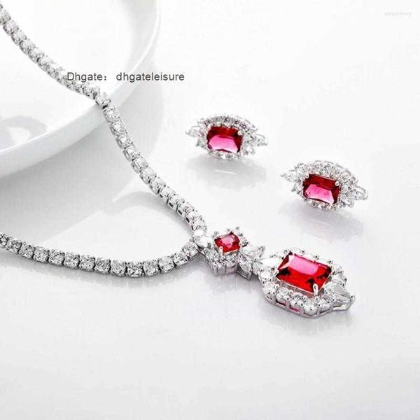 

pendant necklaces ear stud women dress cubic necklace earrings great, Silver