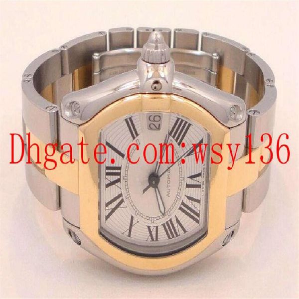 

large size mens date watch w62031y4 automatic mechanical movement two tone 18k yellow gold & steel men's wrist watches274z, Slivery;brown