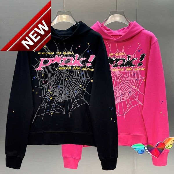 

men's hoodies sweatshirts designers young thug 1 quality p*nk web puff sp5der 555555 hoodie men angel spider heavy fabrics to 4xl, Black