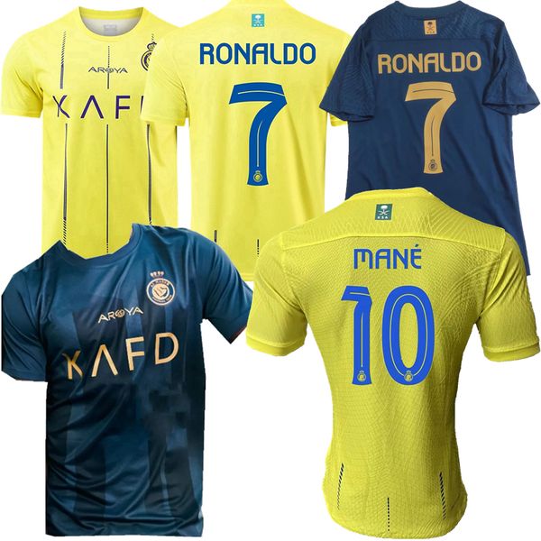 

player fans saudi arabia al nassr soccer jerseys 2023 2024 ronaldo mane brozovic fofana alex telles a.talisca laporte otavio 23 24 football, Black;yellow
