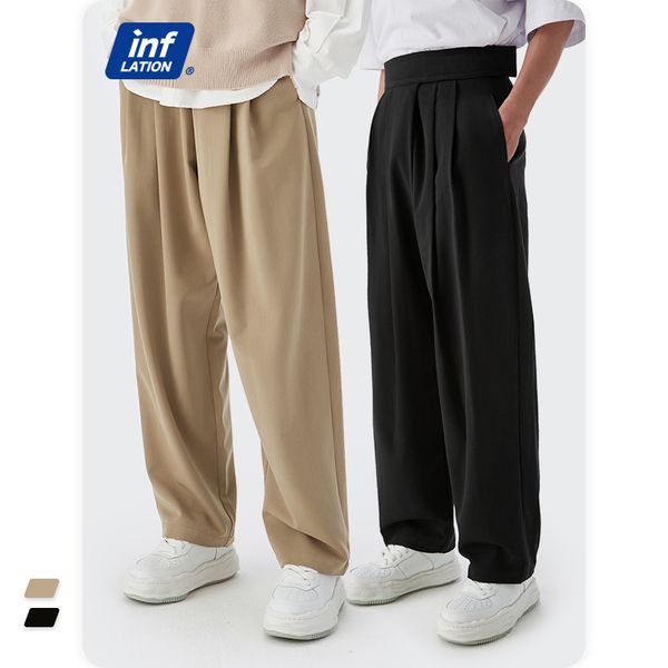 

men's pants inflation casual 2023 fashion straight leg suit men black dress trousers japanese streetwear 230824
