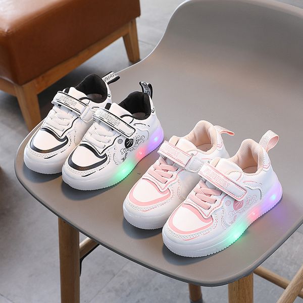 

sneakers children led soft bottom shoes autumn luminous lighted casual fashion breathable baby boys girls sport running kids shoe 230823, Black;red