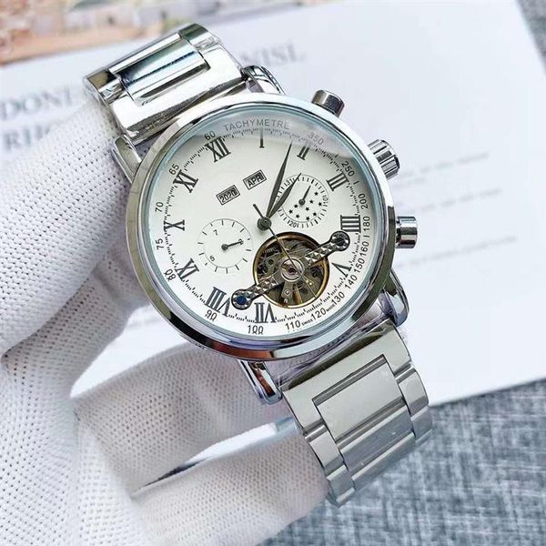 

men's automatic movement watches calendar/date diamond luminous waterproof wristwatches luxury folding wristwatch 45mm, Slivery;black