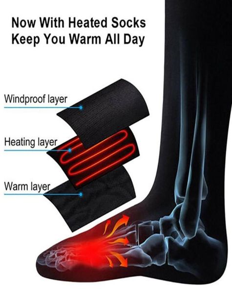 

electric heated socks comfortable warm lightweight battery powered cotton winter cold weather foot warmer for hiking hunting5131431465593, Black