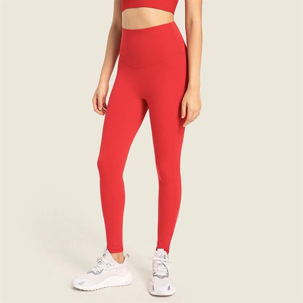 

l352 pa66 yarn fabric yoga pants no t-line high rise pant nude sense leggings buttery soft running tight sweatpants women trousers237p