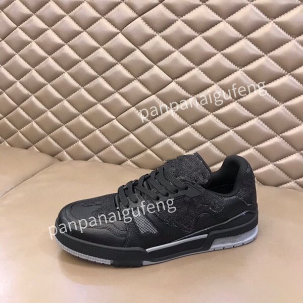

2023 luxury designer sneakers calfskin casual shoes men women vintage trainer reflective sneaker mens platform shoe white womens leather tra, Black