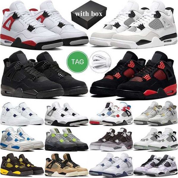 

new 2023 og 4 4s retro military black cat new og box university blue thunder red cement sail infrared white oreo cactus jack shimmer