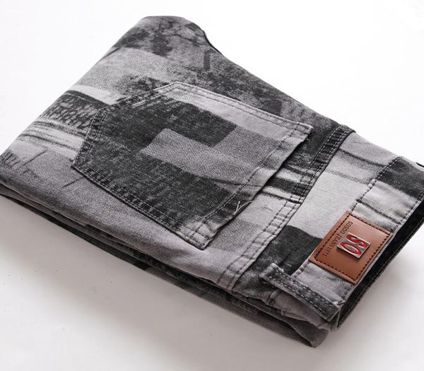 

new gray printed jeans 2020 men039s stretchfit thin jeans european and american style casual fashion denim trousers male print1881968, Blue