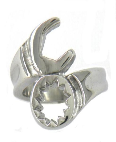 

fanssteel stainless steel vintage mens or wemens jewelry motorcycle reparing tools spanner wrench biker ring 11w4440990763483321, Silver