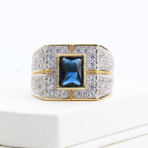 

natural moissanite gemstone 14k white gold and ring for men anillos de hip hop bizuteria wedding rock diamond box cluster rings3179, Golden;silver