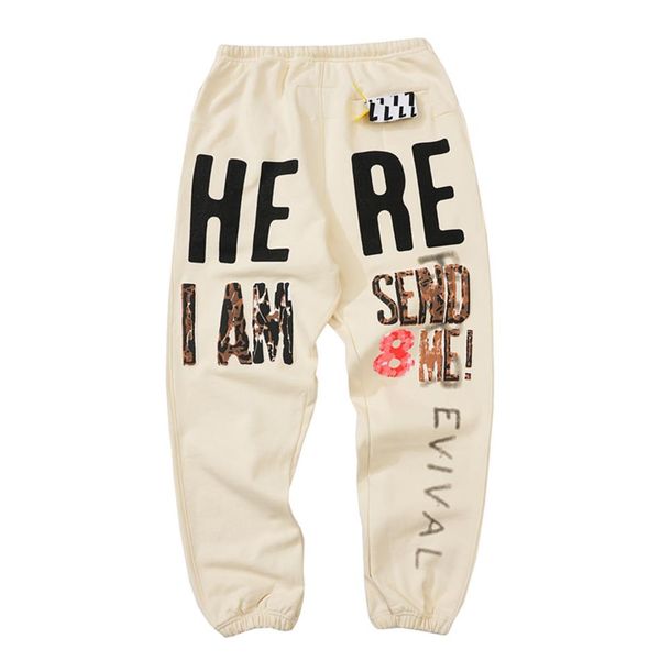 

23ss autumn winter usa collaborate graffiti pants here i am send me trousers casual drawstring sweatpants men women jogger slim fi217q, Black;brown