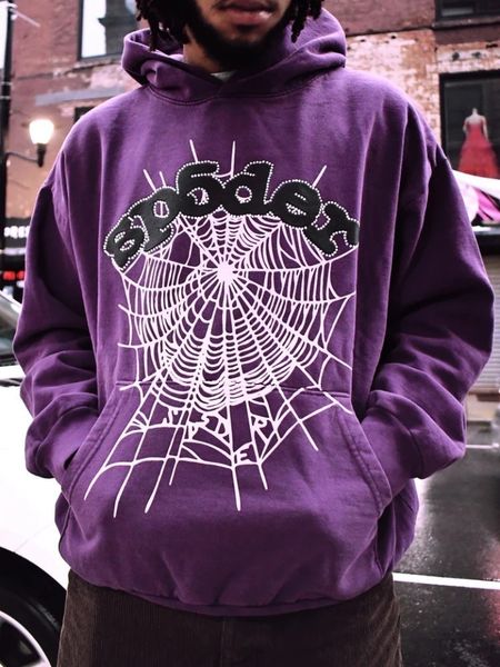 

men's hoodies sweatshirts spider web letter graphic printed hip-hop rock men's hoodies gothic y2k coats loose women sweatshirts pu, Black