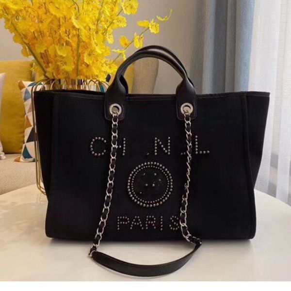 

designer brand classic ch beach bags canvas pearl duffel bags luxury portable shopping large capacity handbag women handbags label backpack