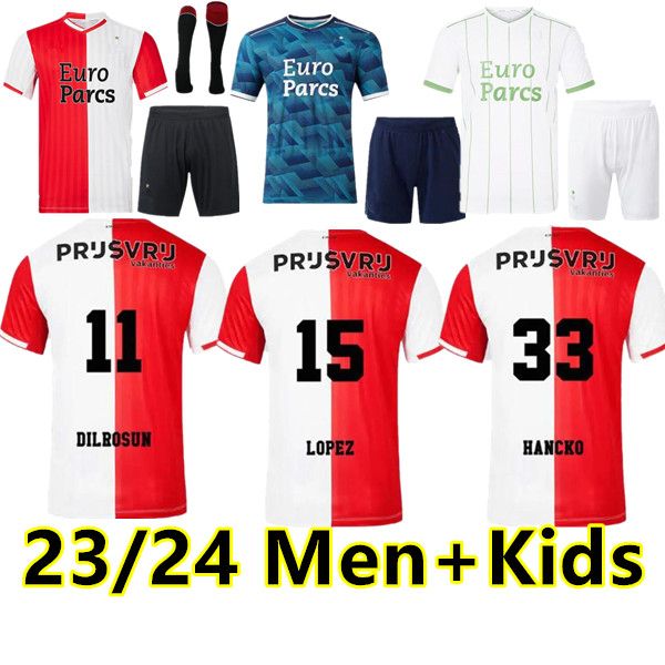 

2023 2024 feyenoord kokcu gimenez danilo 23 24 soccer jerseys home away third trauner men kids football shirt kids hartman gimenez paixao ta, Black;yellow