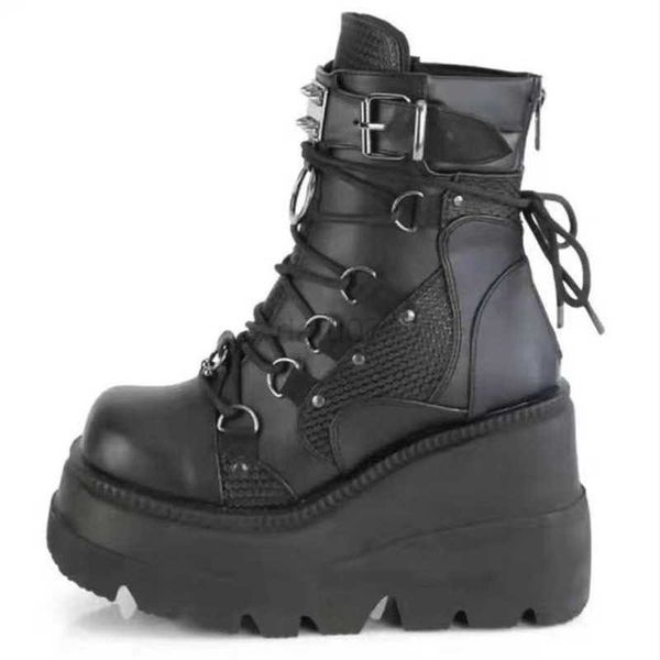 

boots big size 43 brand platform designer goth cool motorcyle women boots punk street zipper elastic band black ladies shoes