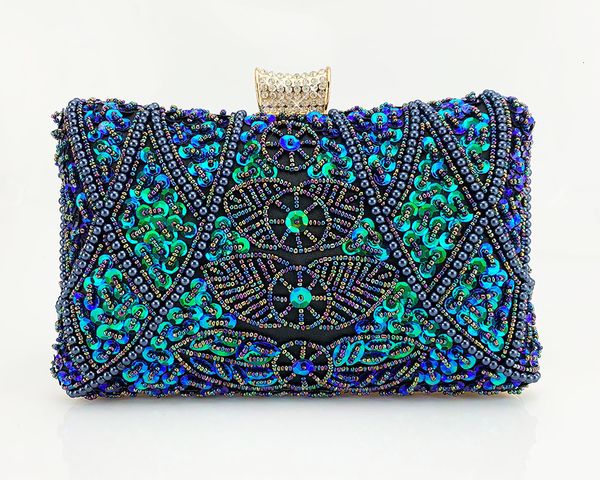 

evening bags vintage beading sequined bag geometric beads elegant day clutches purse and handbsg double chains shoulder for women 230824