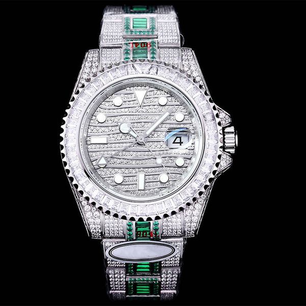 

diamond watch mens watches 3285 movement luminous watch montre de luxe stainless steel strap fashion wristwatch waterproof 40mm shinny, Slivery;brown
