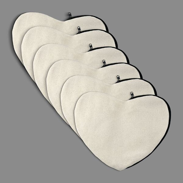

dhl100pcs cosmetic bags diy white blank love shaped large capacity pencil case