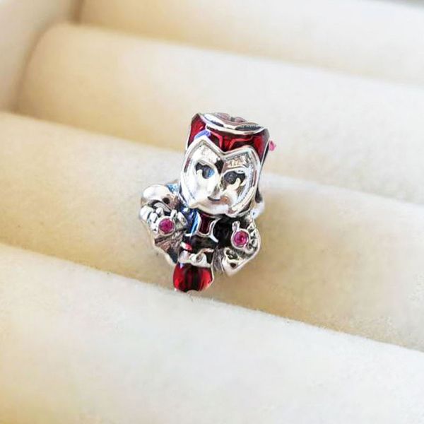 

925 sterling silver red enamel iconic headpiece charm bead fits european pandora jewelry charm bracelets and necklaces, Black