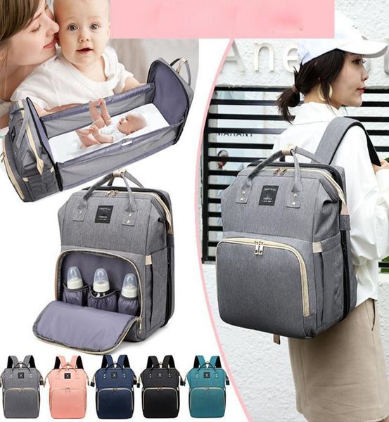 

large capacity diaper bag mummy birthing backpack travel portable shoulder multifunction fold bed bags waterproof stylish pack lj28719749