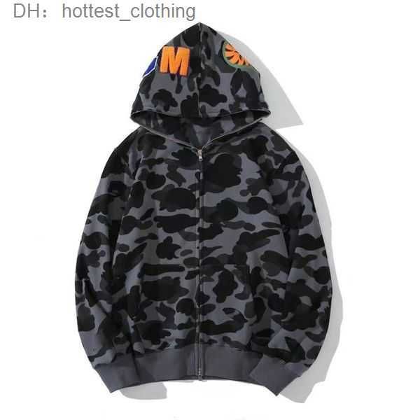 

bapes clothing ape hoodie mens shark hoodies street zip hooded sweatshirt camouflage 3d print couple style men and women coat designer 5 2vy, Black