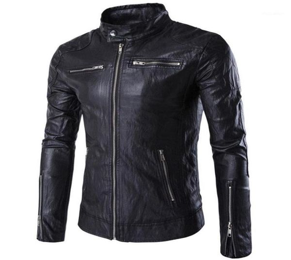 

men039s jackets 2021 brand biker leather men stylish jaqueta couro masculine stand collar fashion design punk locomotive jacket4348054, Black;brown