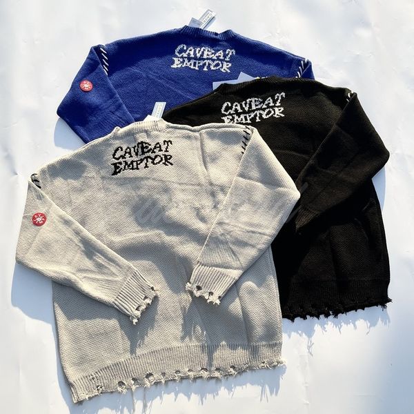

men's sweaters hole destroy cavempt c.e sweater letter couple loose ce sweater men women knitted pullover cav empt sweaters hole sweats, White;black