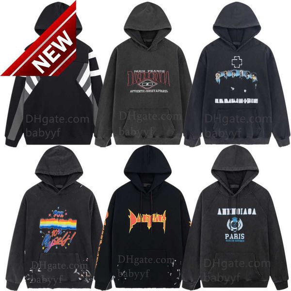 

men's hoodies sweatshirts mens designer hooded street fashion quality hole wear design black loose drop shoulder silhouette size to 4xl