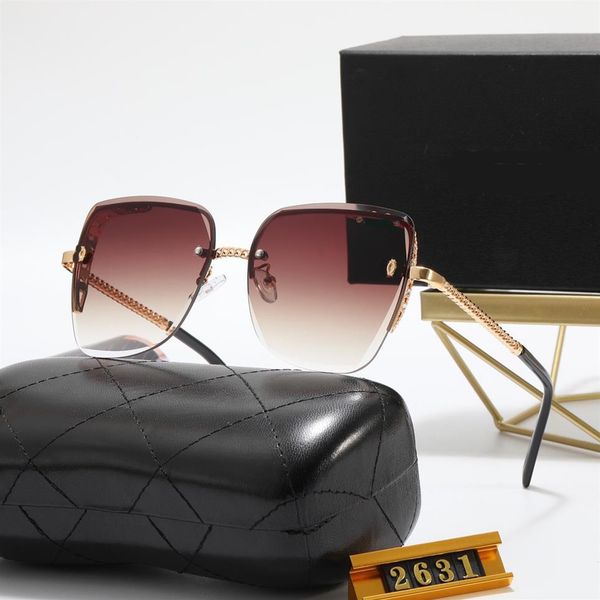 

designer polarized sunglasses men's glasses pc lens frameless uv400 sunscreen women's fashion glasses luxury print f ove266h, White;black