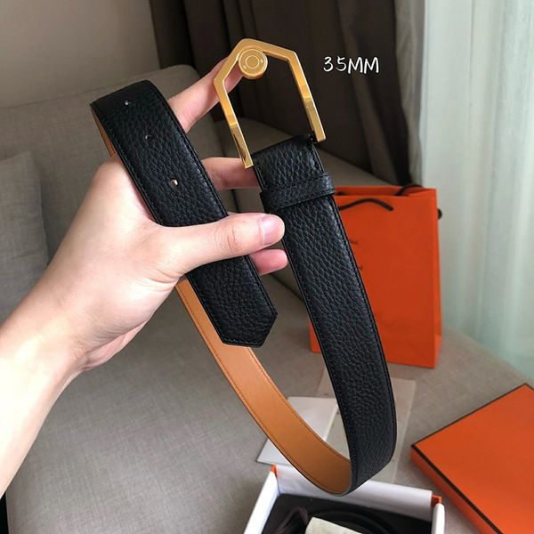 

belt genuine leather man belts fashion needle buckle width 3.5cm size 100cm-125cm with box lychee pattern black blue brown gray man waistban, Black;brown