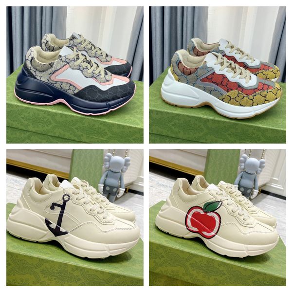 

classic g family rhython collection logo leather sports shoes dad shoes lace up print thick sole elevated casual shoes letter print couple s