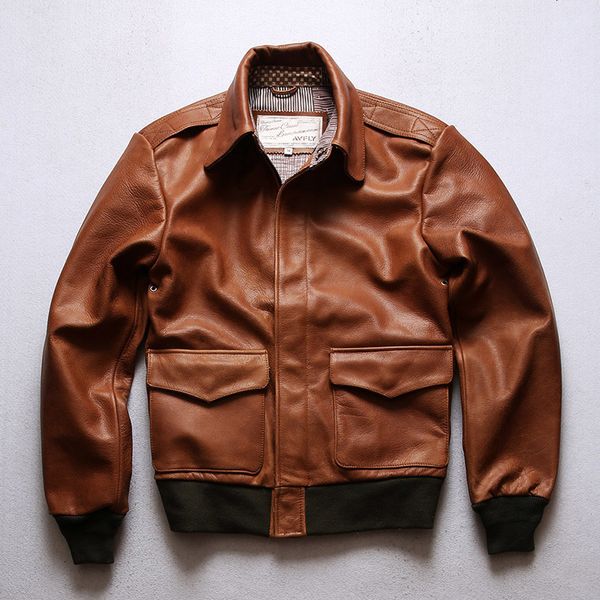 

men's jackets super quality coat genuine cow leather cowhide stylish durable vintage a2 jacket 230824, Black;brown