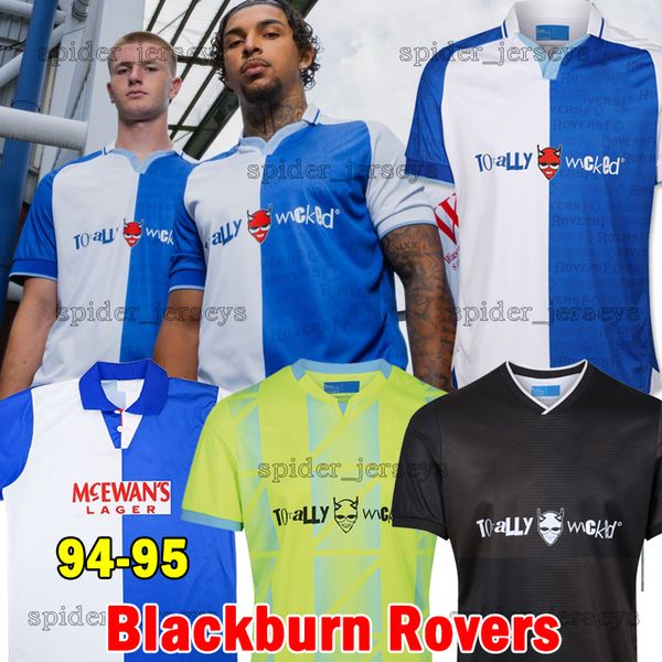

23 24 blackburn rovers soccer jerseys retro 1994 95 hedges gallagher 2023 2024 gallagher travis tronstad football shirts sigurdsson pickerin, Black;yellow