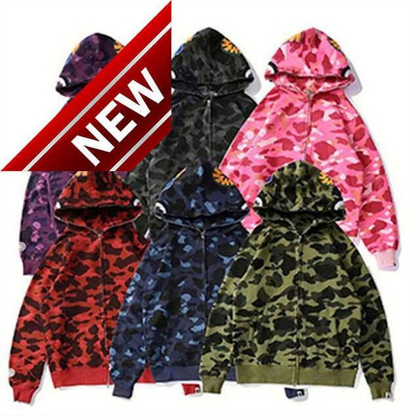 

men's hoodies sweatshirts mens designer men stylist hoodie camouflage shark fashion sportwear brand hooded sweatshirt tracksuits to 4xl, Black