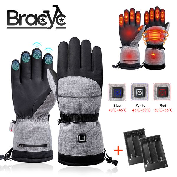 

five fingers gloves winter heating touch screen cotton hand warmer electric thermal waterproof snowboard cycling moto ski outdoor 230823, Blue;gray
