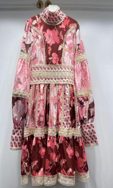 

2021 european station new celebrity highend niche popular fairy waist slimming dress printed long sleeve short dress5406534, Black;gray