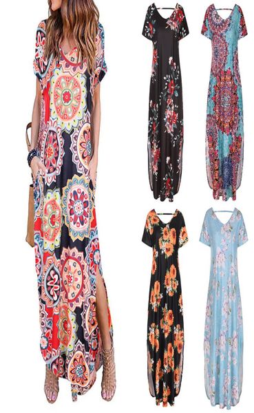 

grecerelle women039s casual loose pocket long dress short sleeve split maxi dresses 10 colors s2xl vky0453663855, Black;gray
