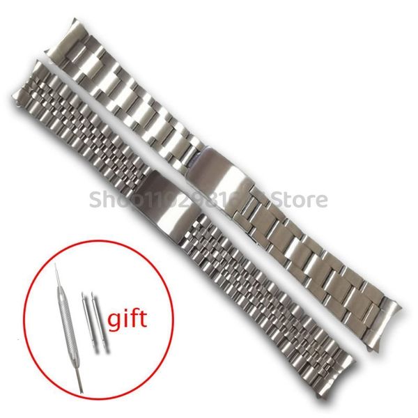 

watch bands 18mm 19mm 20mm stianlee steel silver jubilee oyster vintage curved end strap band fit for rox skx 5500 16013 12633 230824, Black;brown