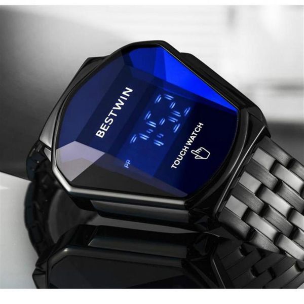 

2021 win men's electronic watch creative locomotiveh waterproof touch fashion243r, Slivery;brown