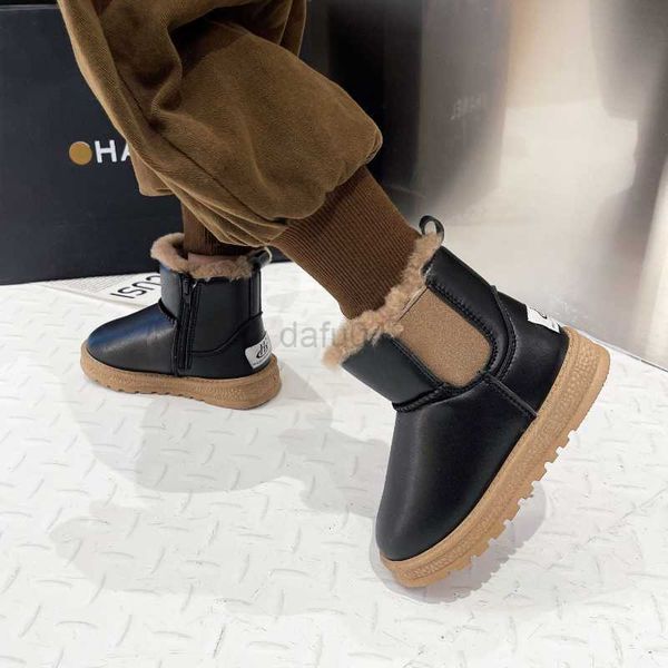 

boots classic plush winter new versatile girls' snow boots children' fashion warm keeping simple japanese 2023 boys chelsea boots, Black;grey