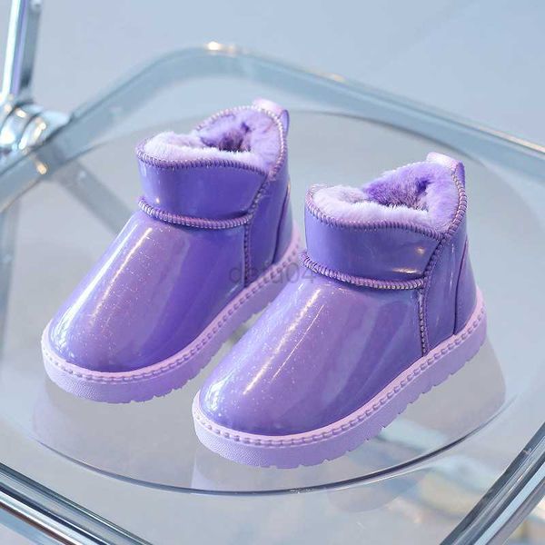 

boots baby girls casual snow boots versatile winter new korean style purple simple waterproof kids fashion boys round-toe ankle boots l0824, Black;grey
