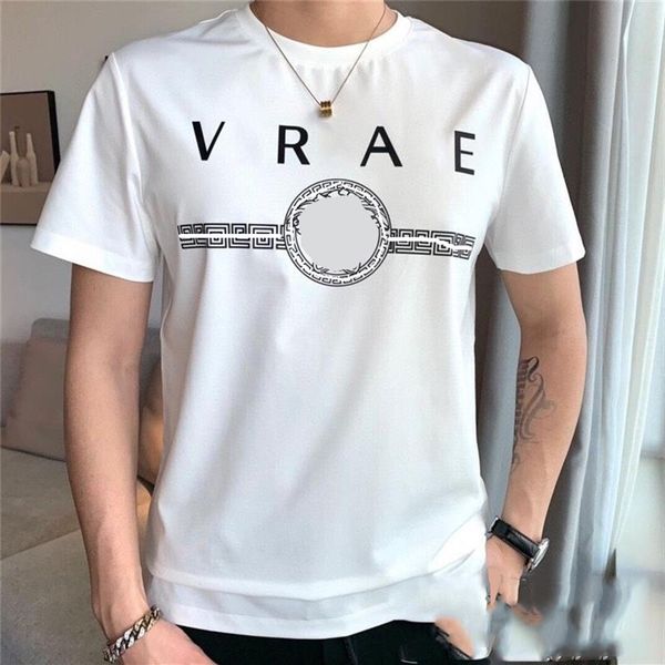 

summer men designer tees shirt round neck style short sleeves mens printed black white tshirt casual 246a, Black;brown