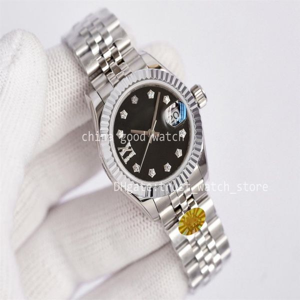 

watch of women watches factory automatic movement mechanical dive 28mm new style v2 904l strap diamond bezel lady dress wristmatch2485, Slivery;golden