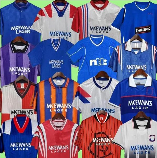 

rangers fc retro soccer jerseys 87 90 92 93 94 95 96 97 99 01 08 glasgow gerrard gascoigne laudrup gerrard mccoist football uniforms, Black;yellow