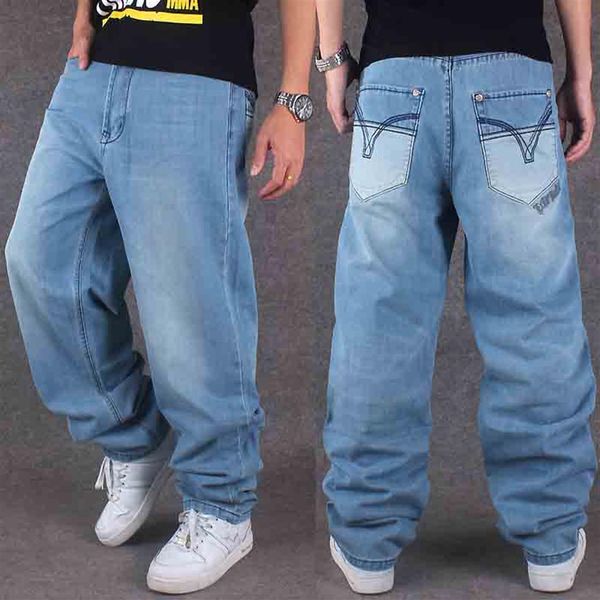 

tide brand men's hip-hop jeans hiphop clothing casual loose trousers plus fertilizer plus size men's jeans definitely di3209, Blue