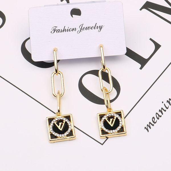 

plated 925 silver luxury brand designers letters stud geometric famous women round crystal rhinestone earring wedding perty jewerlry circula, Golden;silver